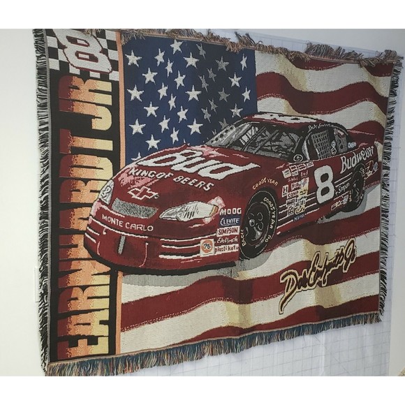 NASCAR Dale Earnhardt Jr #8 Northwest Company Woven Throw Blanket USED Cleaned